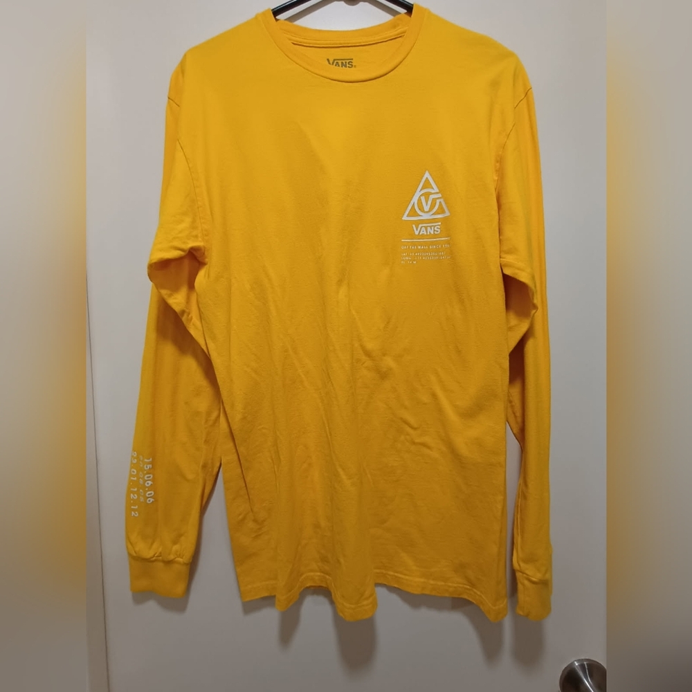 Vans 66 Supply Classic Fit T-Shirt Long Sleeve Tee 100% Cotton Small Men Yellow